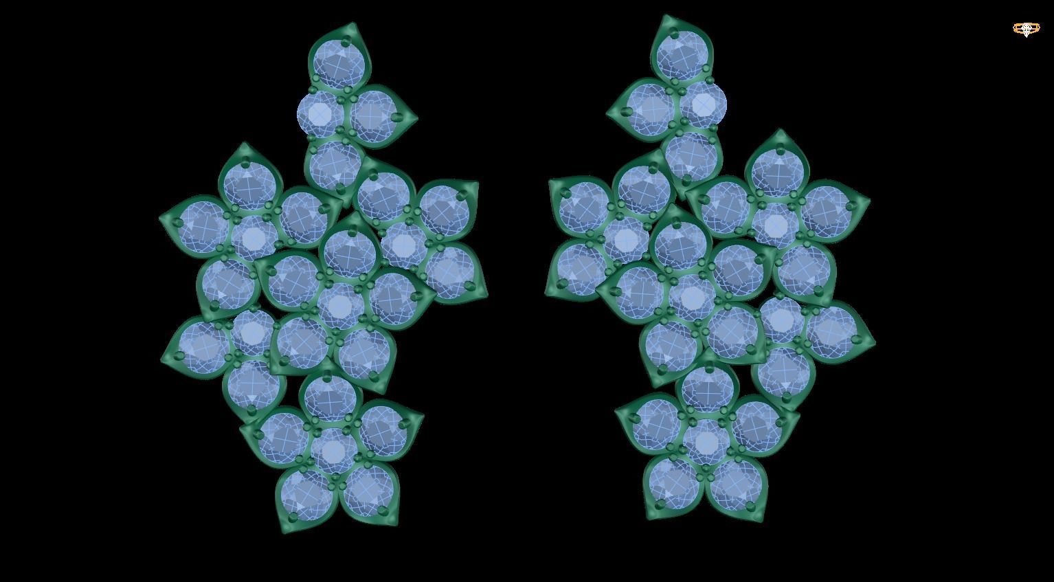 earring pair of earrings with crystals 3D print model_1