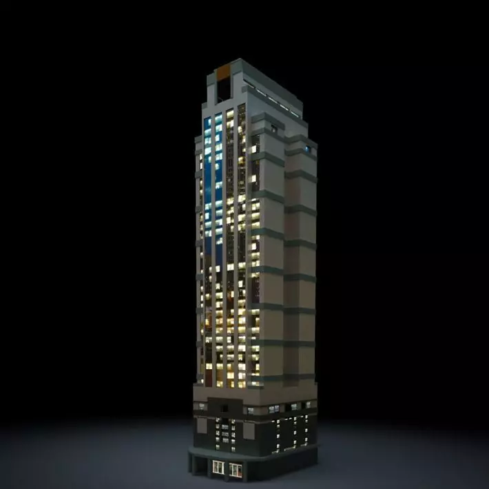 Nighttime Skyscraper 3D model_0