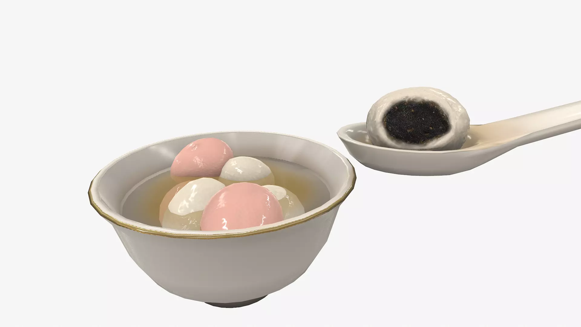 Asia food tangyuan Low-poly 3D model