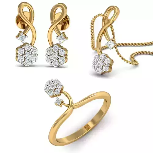 Women Ring Pendant Earring 3dm STL Render Detail