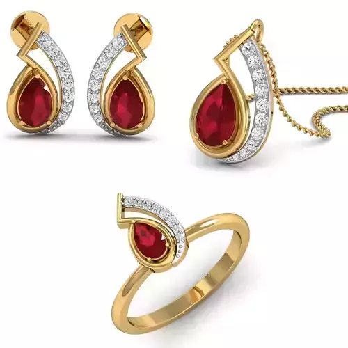 Women Ring Pendant Earring 3dm STL Render Detail