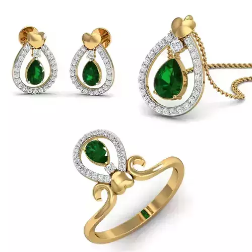 Women Ring Pendant Earring 3dm STL Render Detail