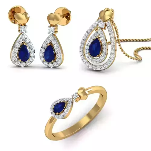 Women Ring Pendant Earring 3dm STL Render Detail