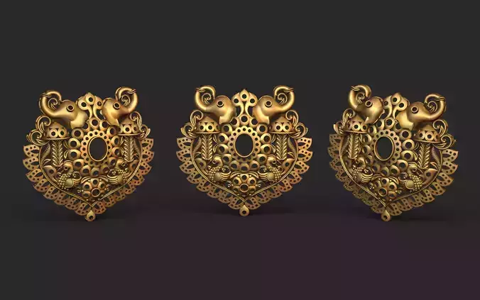 Temple Jewelery 006 Elephant And Peacock 3D print model