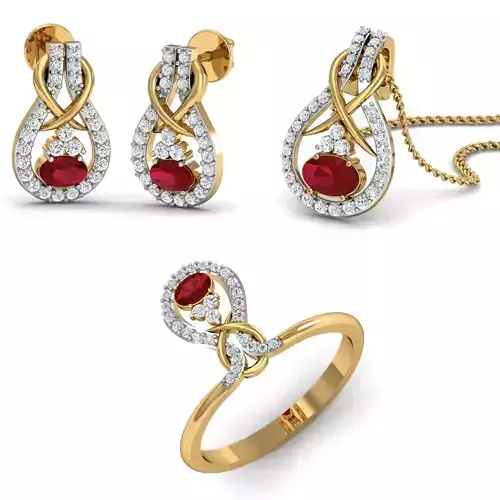 Women Ring Pendant Earring 3dm STL Render Detail