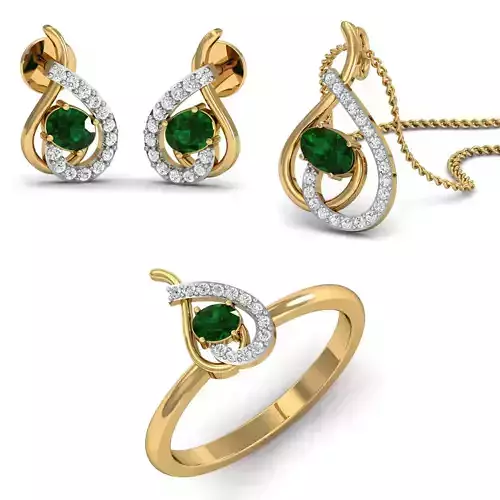 Women Ring Pendant Earring 3dm STL Render Detail