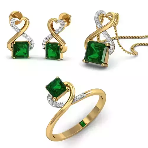 Women Ring Pendant Earring 3dm STL Render Detail