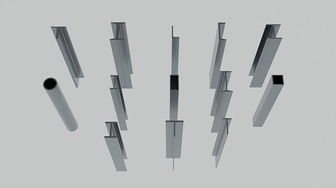 Standard Structural Steel Columns and Beams Low-poly 3D model