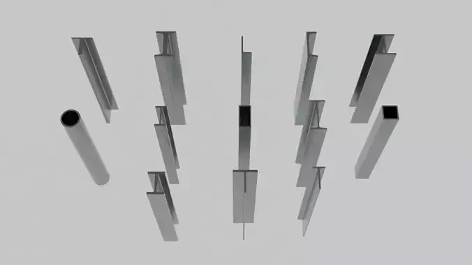 Standard Structural Steel Columns and Beams Low-poly 3D model