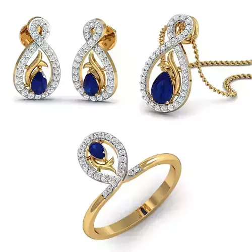 Women Ring Pendant Earring 3dm STL Render Detail