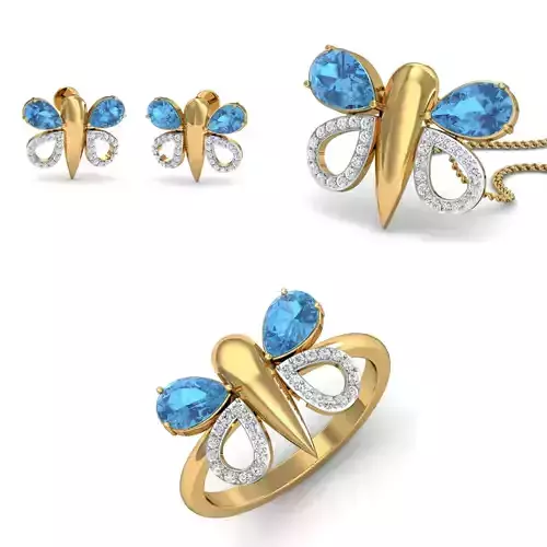 Women Ring Pendant Earring 3dm STL Render Detail