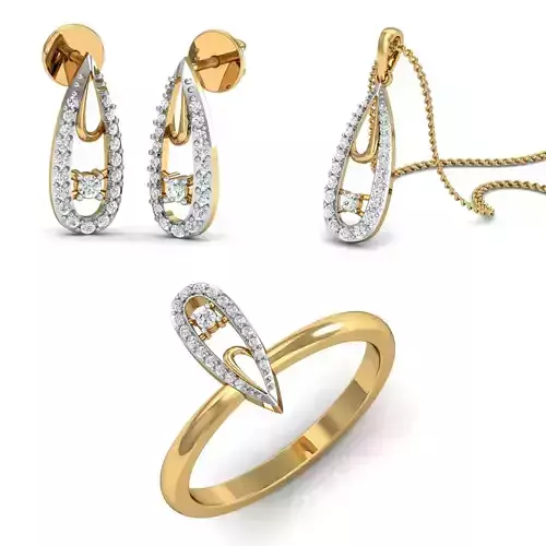 Women Ring Pendant Earring 3dm STL Render Detail