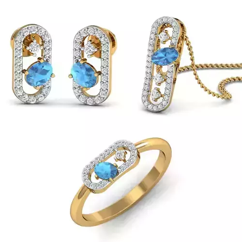 Women Ring Pendant Earring 3dm STL Render Detail