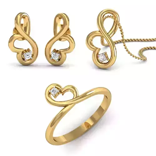 Women Ring Pendant Earring 3dm STL Render Detail
