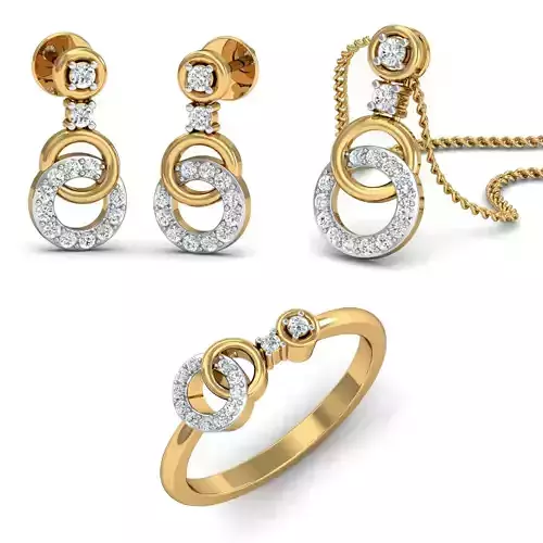 Women Ring Pendant Earring 3dm STL Render Detail