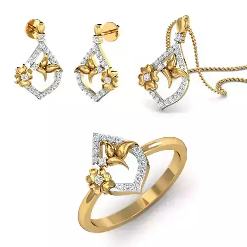 Women Ring Pendant Earring 3dm STL Render Detail