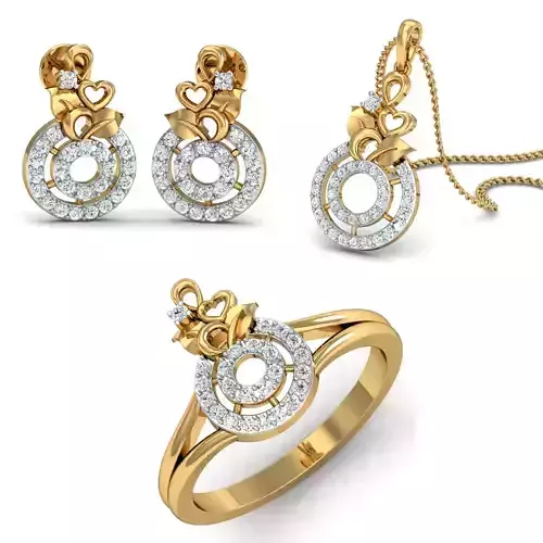 Women Ring Pendant Earring 3dm STL Render Details 3D print model