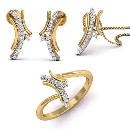 Women Ring Pendant Earring 3dm STL Render Details