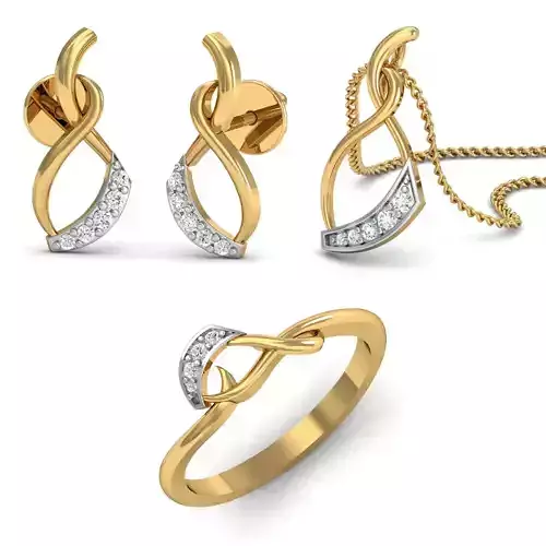 Women Ring Pendant Earring 3dm STL Render Details