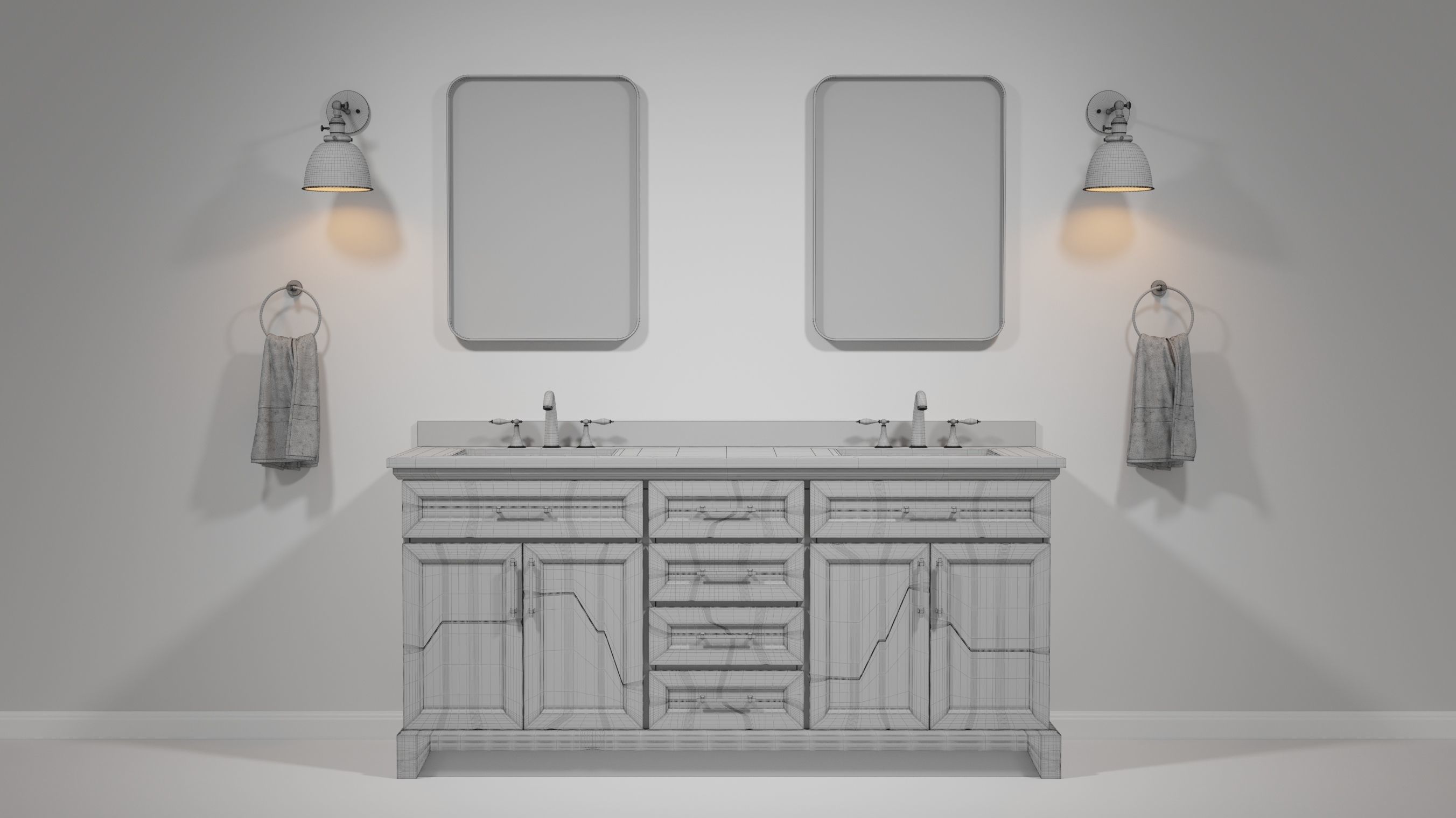OVE Felix Vintage Grey 72 Brushed nickel 3D model_1