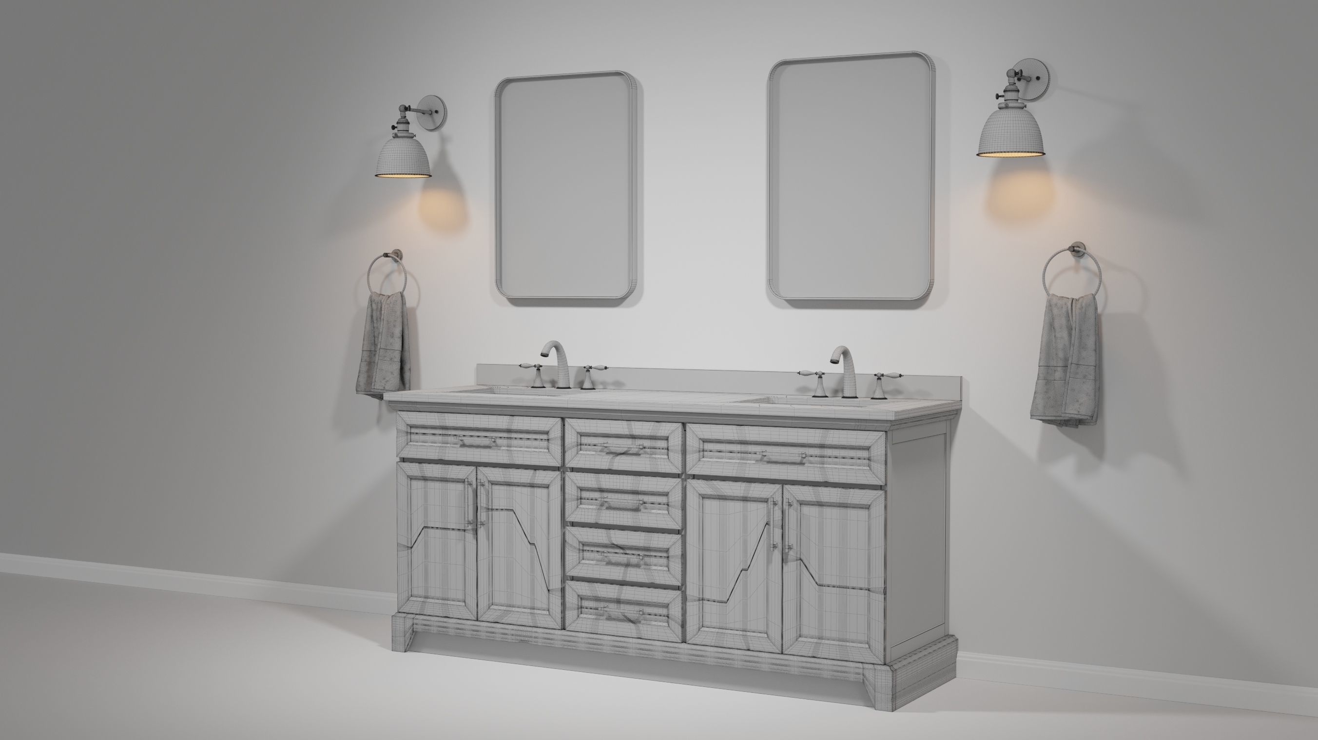 OVE Felix Vintage Grey 72 Brushed nickel 3D model_3