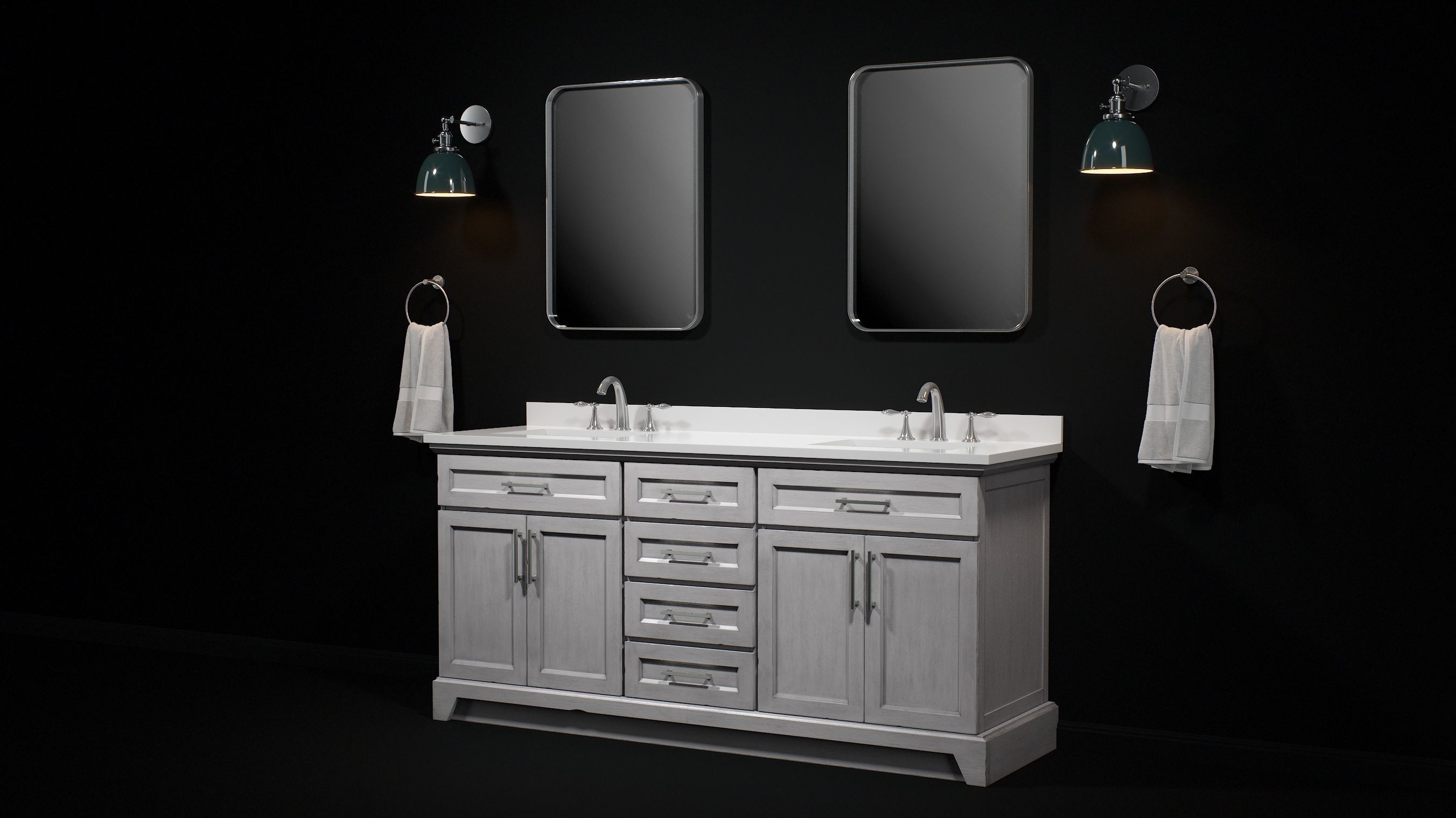 OVE Felix Vintage Grey 72 Brushed nickel 3D model_2