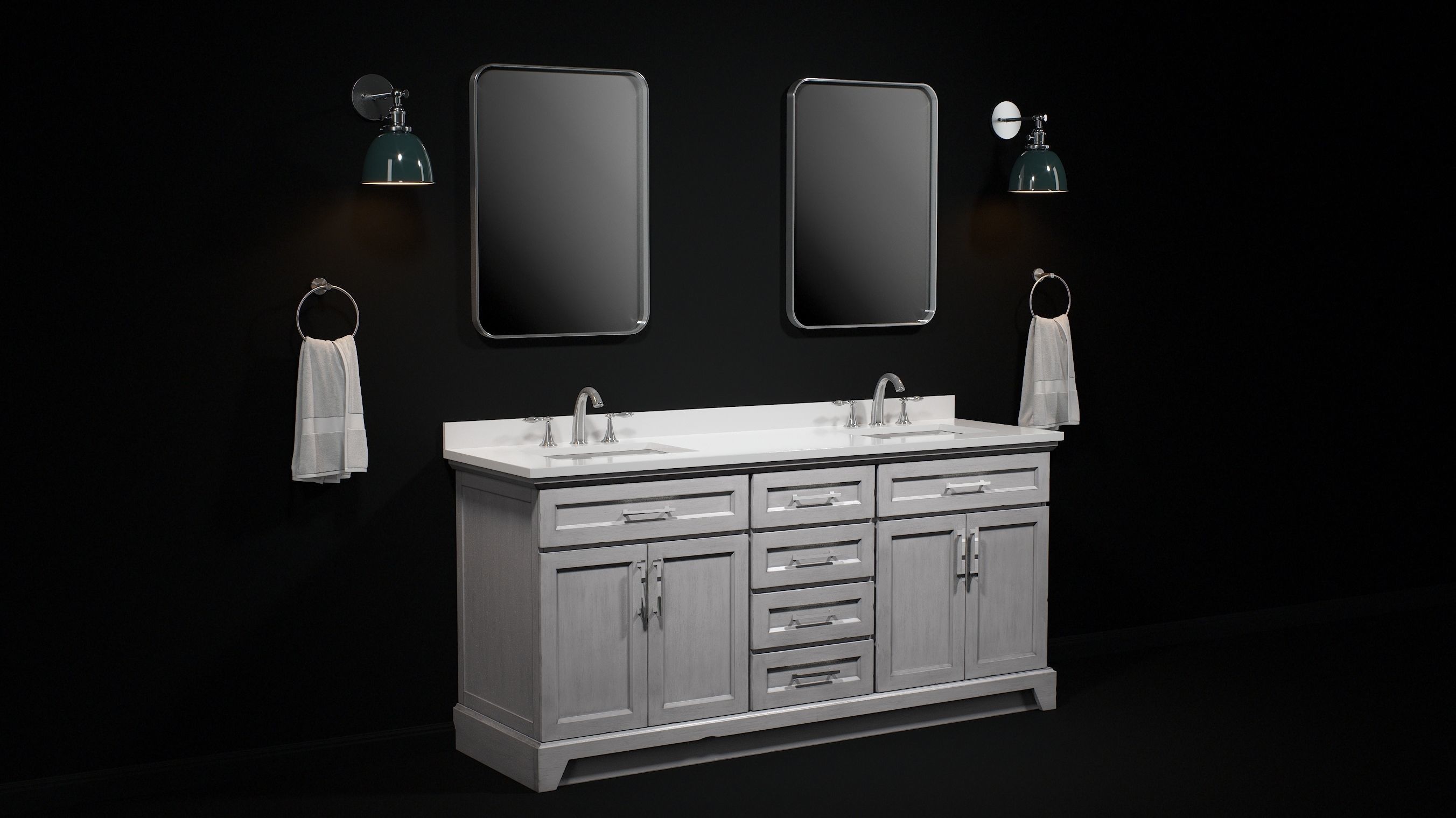 OVE Felix Vintage Grey 72 Brushed nickel 3D model_14