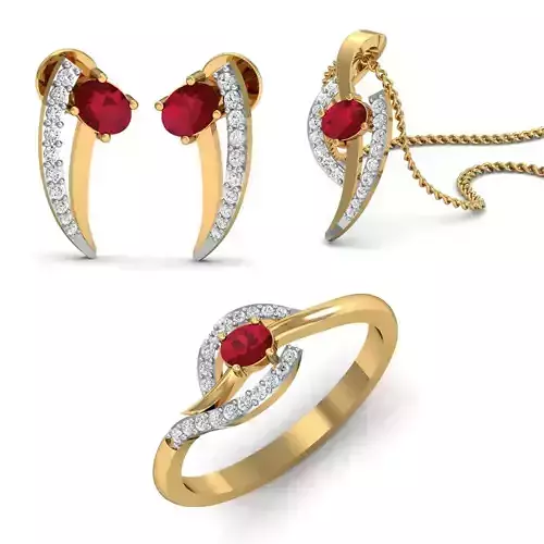 Women Ring Pendant Earring 3dm STL Render Details