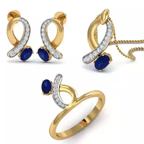 Women Ring Pendant Earring 3dm STL Render Details