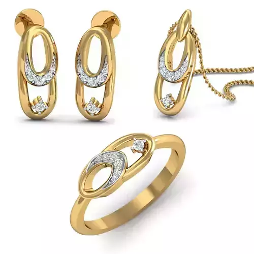 Women Ring Pendant Earring 3dm STL Render Details