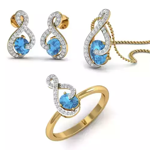 Women Ring Pendant Earring 3dm STL Render Details 3D print model