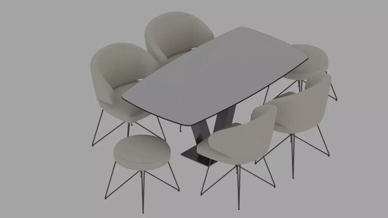 chair and table 3D model_0