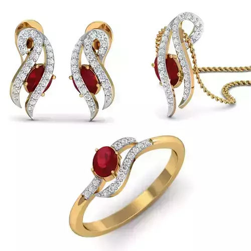 Women Ring Pendant Earring 3dm STL Render Details