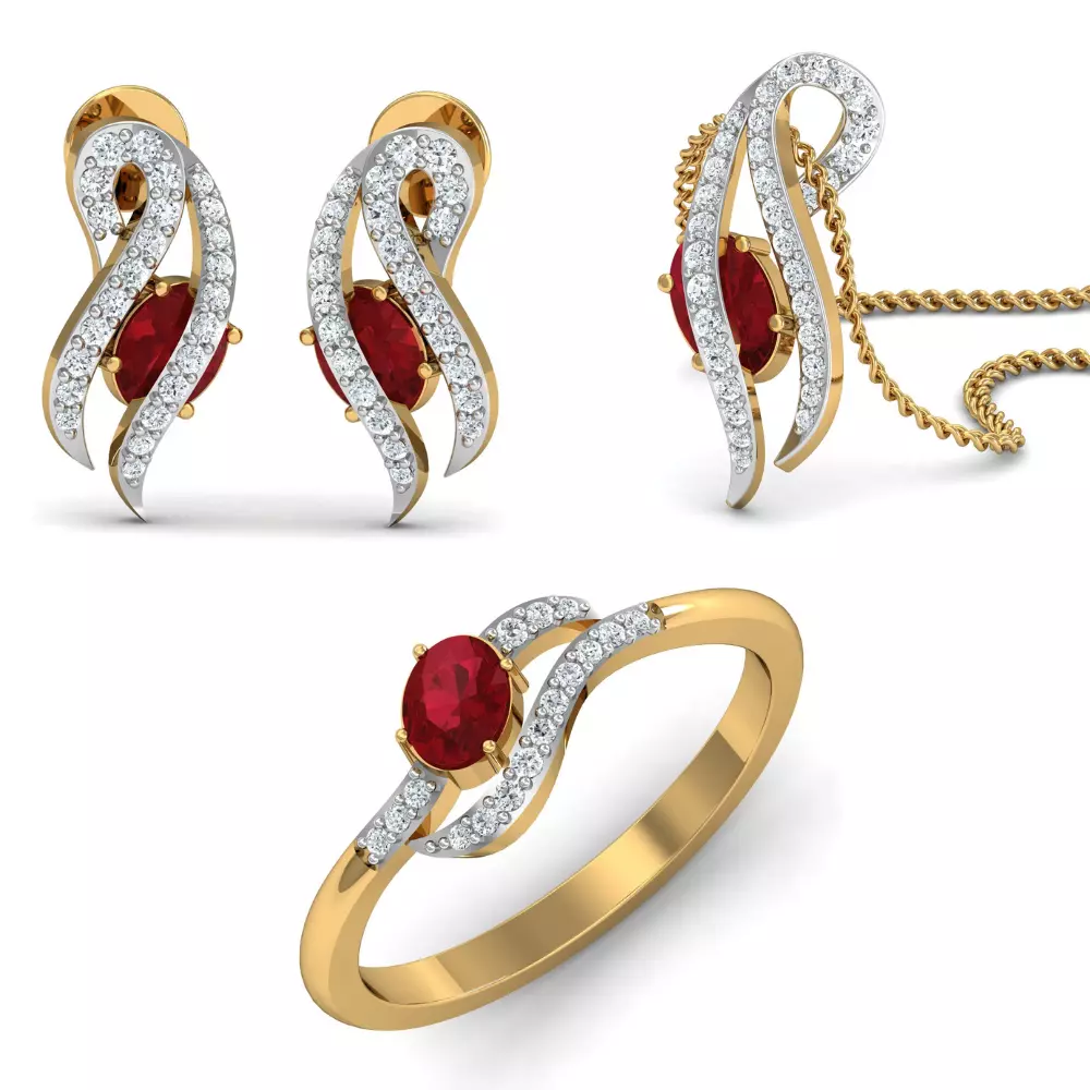 Women Ring Pendant Earring 3dm STL Render Details 3D print model
