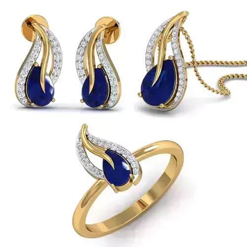 Women Ring Pendant Earring 3dm STL Render Details