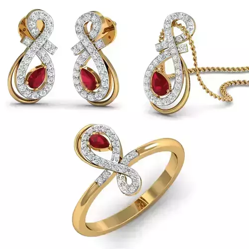 Women Ring Pendant Earring 3dm STL Render Details