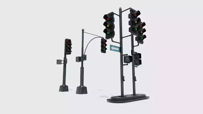 traffic lights with 4k pbr texture clean and dirty textures Low-poly 3D model