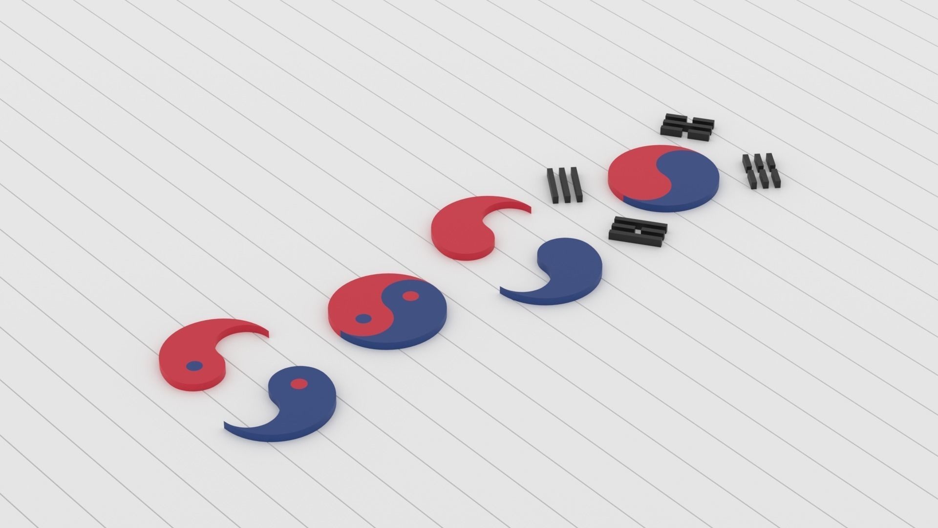 Taegeuk Korea Flag Logo Symbol Low-poly 3D model_3