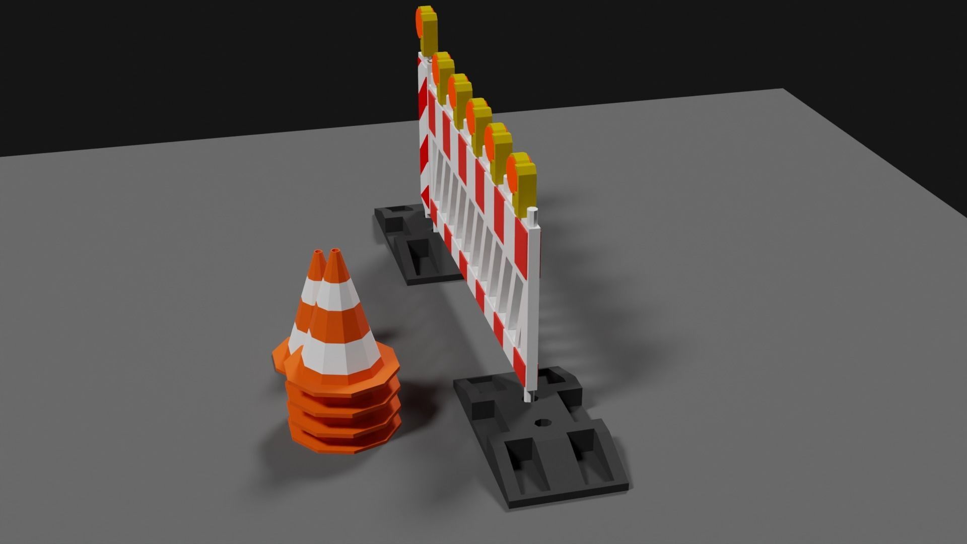 Lowpoly Street Construction Barrier Low-poly 3D model_11