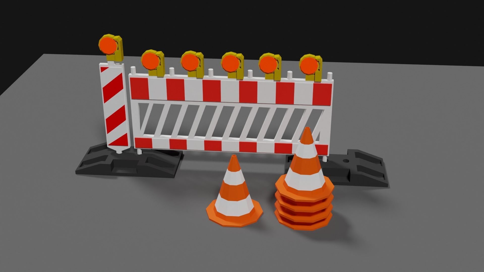 Lowpoly Street Construction Barrier Low-poly 3D model_6