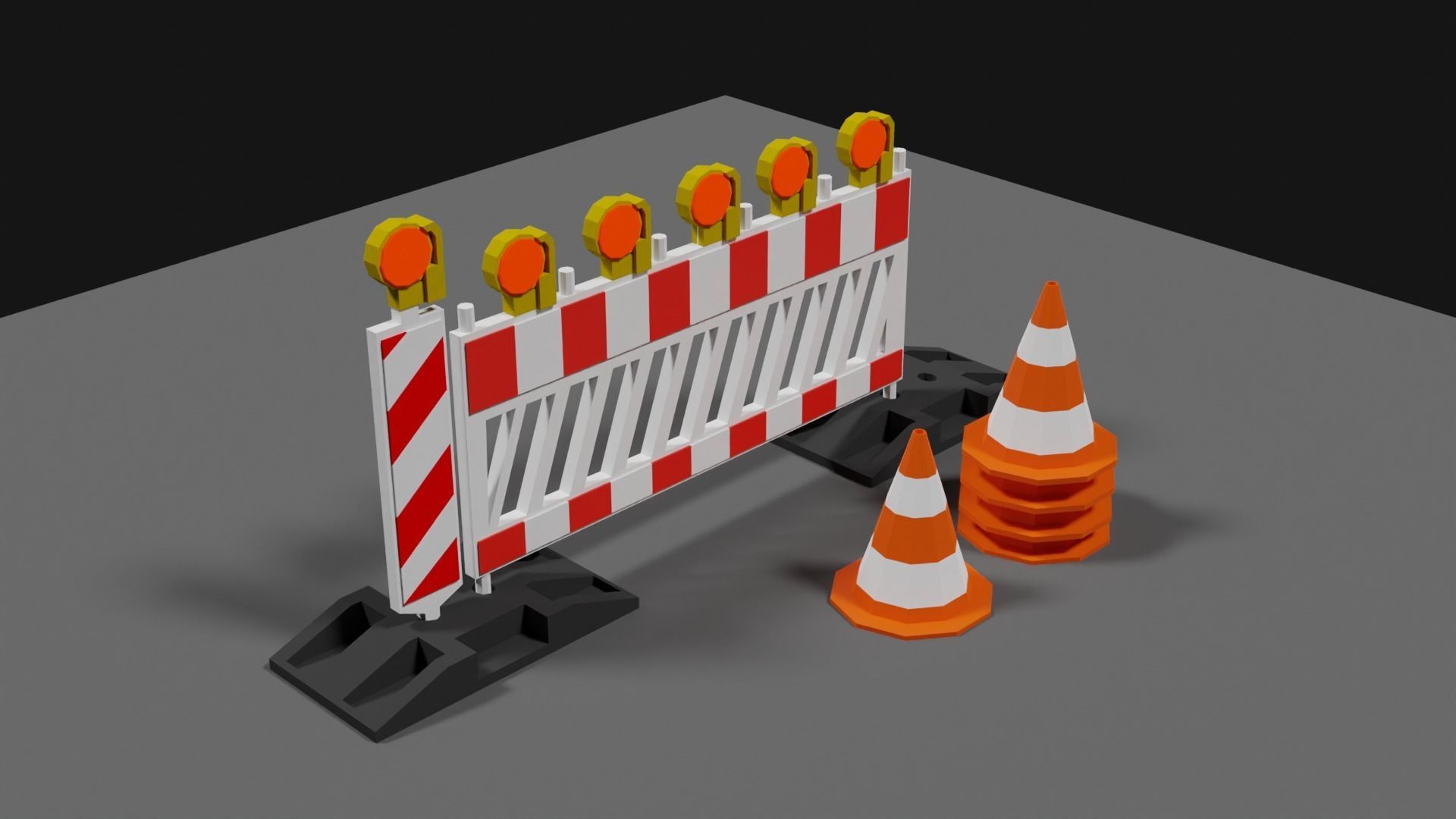 Lowpoly Street Construction Barrier Low-poly 3D model_32
