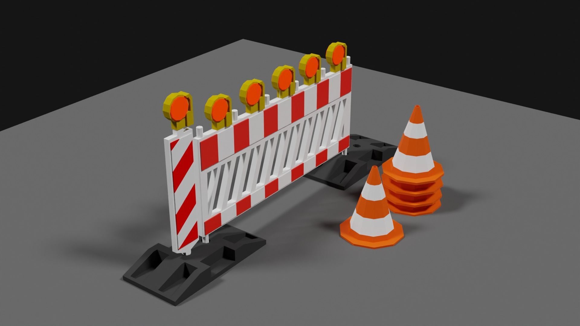 Lowpoly Street Construction Barrier Low-poly 3D model_30