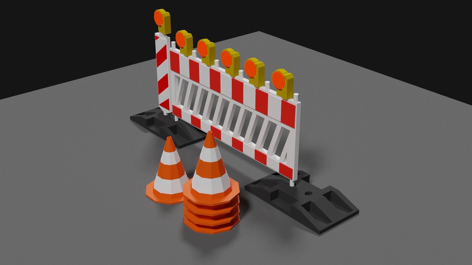 Lowpoly Street Construction Barrier Low-poly 3D model_9