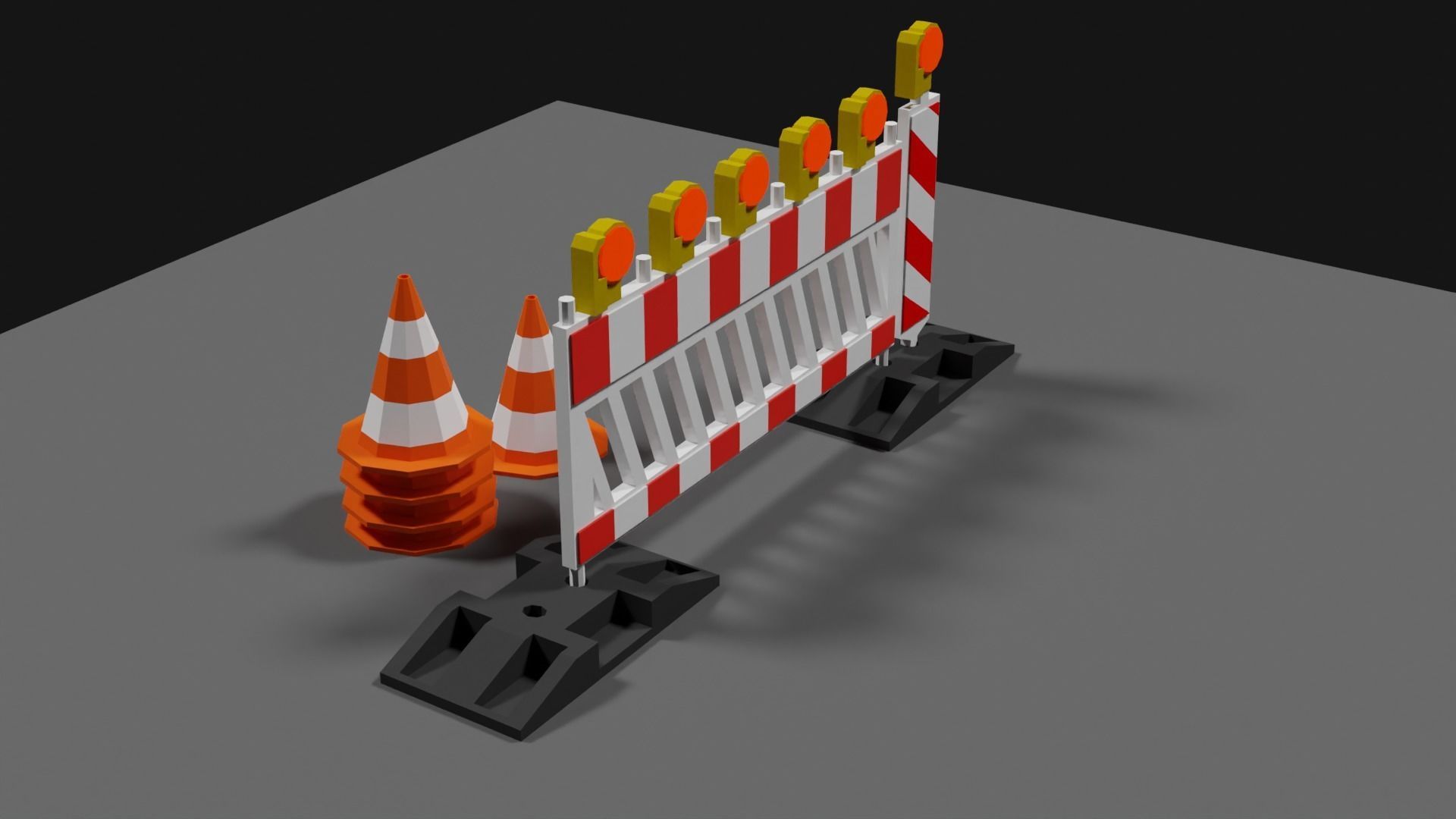 Lowpoly Street Construction Barrier Low-poly 3D model_15