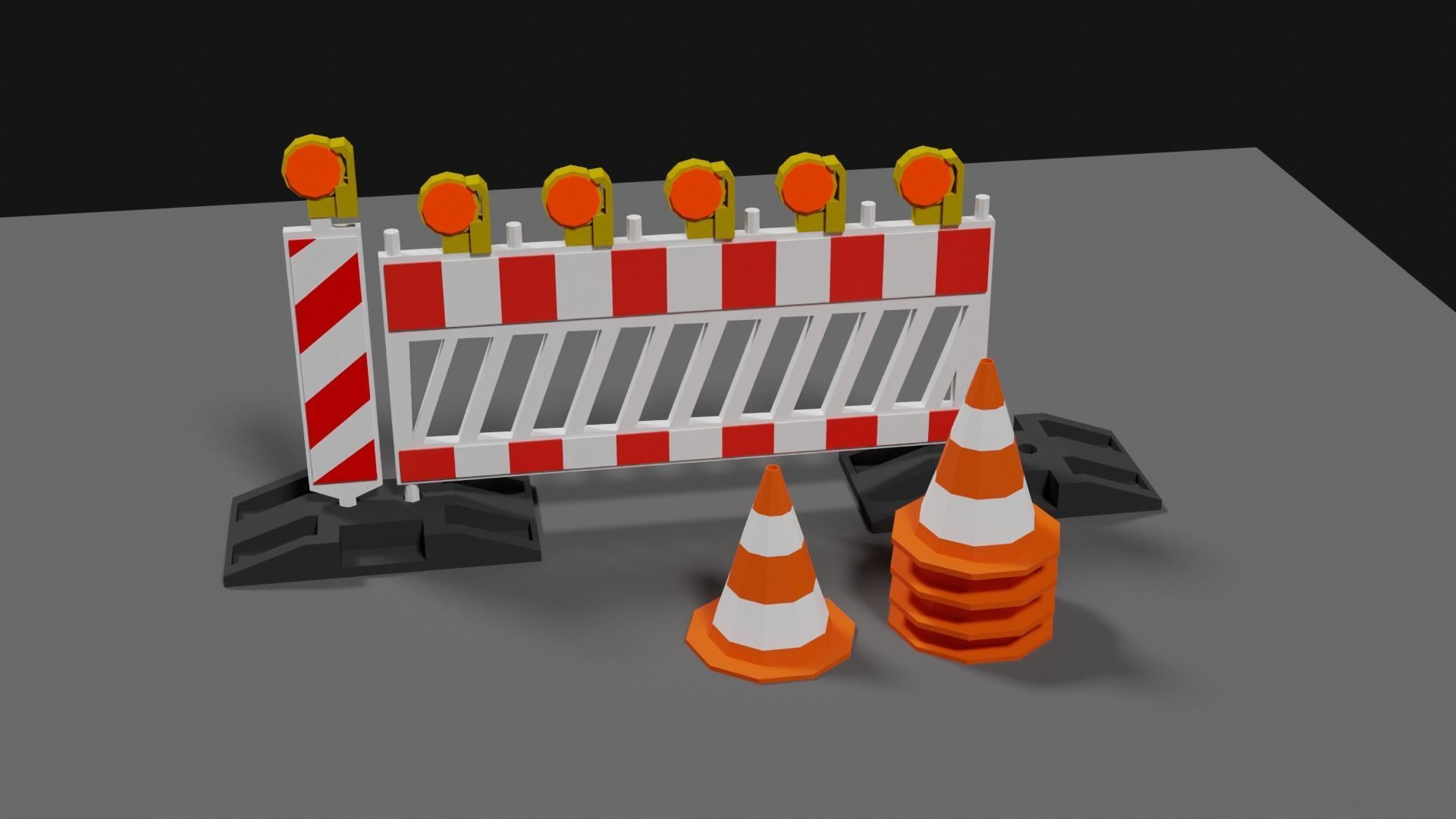 Lowpoly Street Construction Barrier Low-poly 3D model_5
