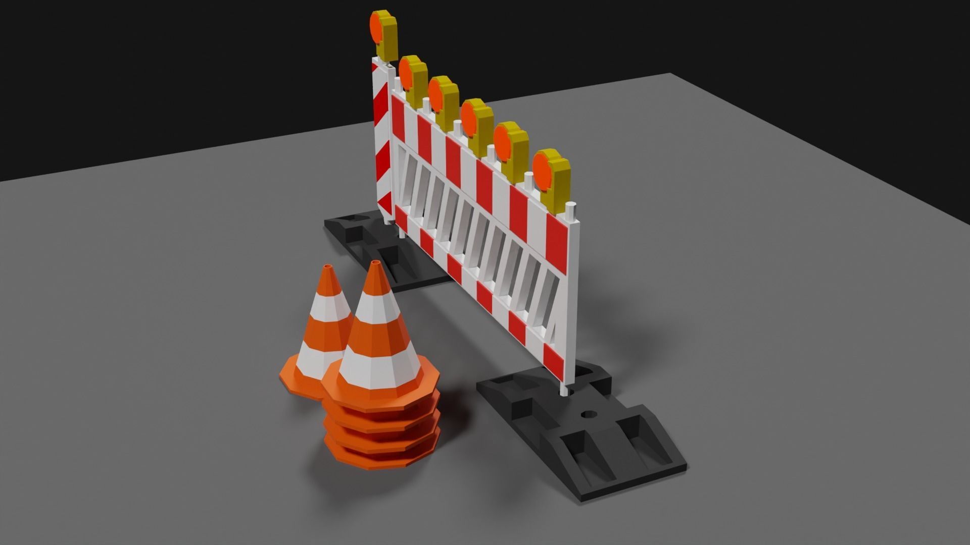 Lowpoly Street Construction Barrier Low-poly 3D model_10