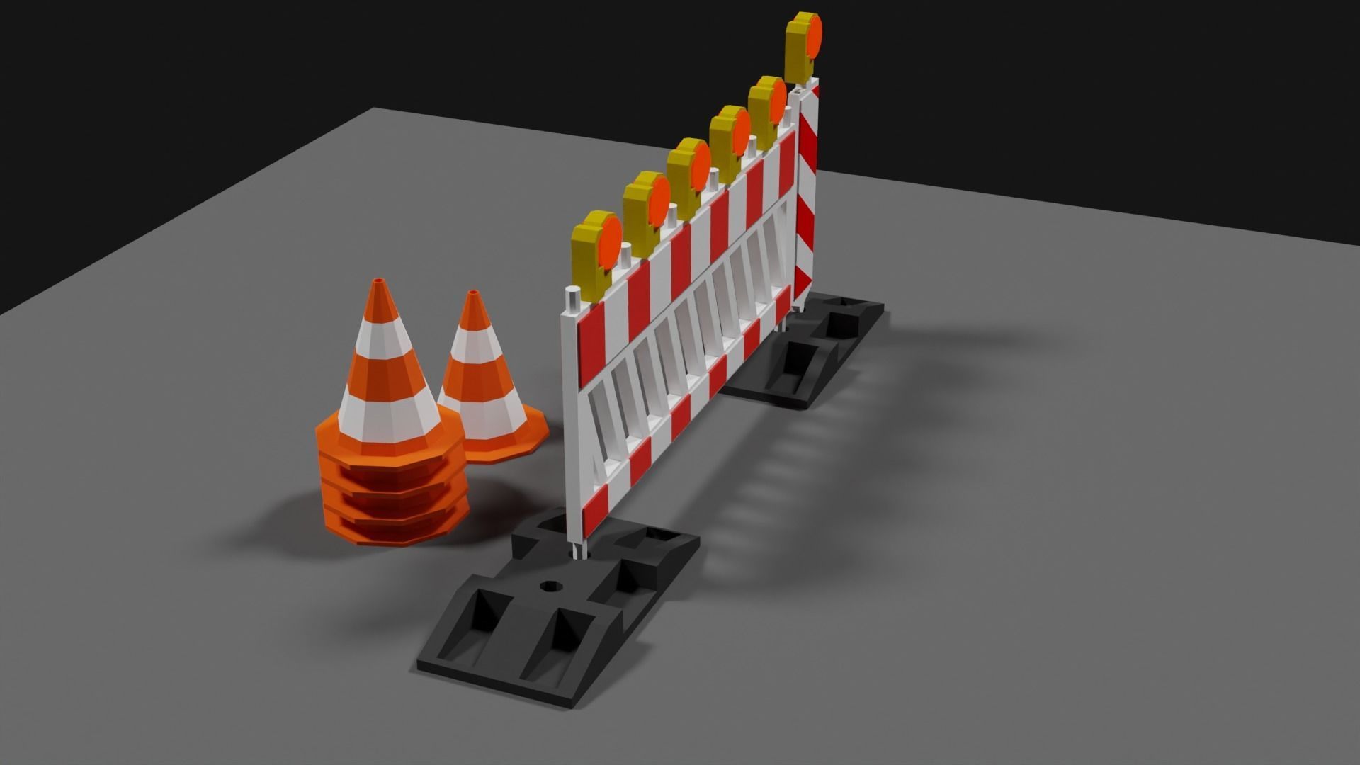 Lowpoly Street Construction Barrier Low-poly 3D model_14