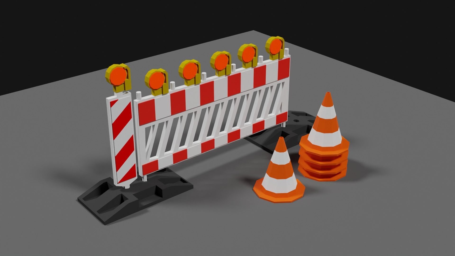 Lowpoly Street Construction Barrier Low-poly 3D model_2
