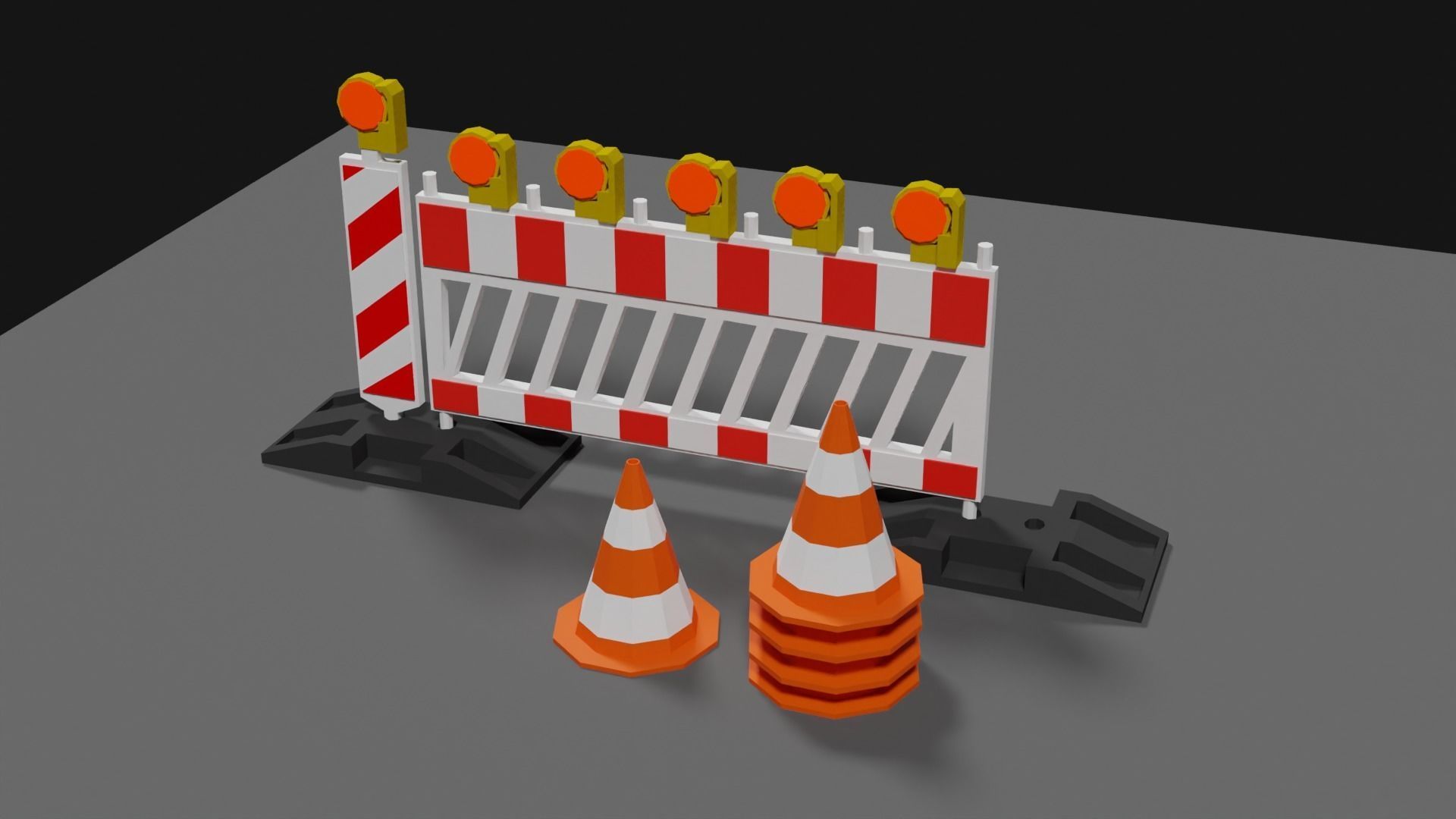 Lowpoly Street Construction Barrier Low-poly 3D model_7