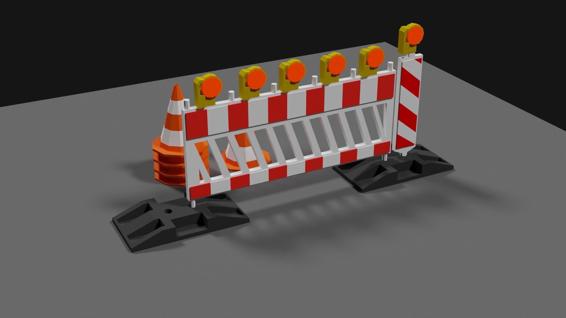 Lowpoly Street Construction Barrier Low-poly 3D model_18